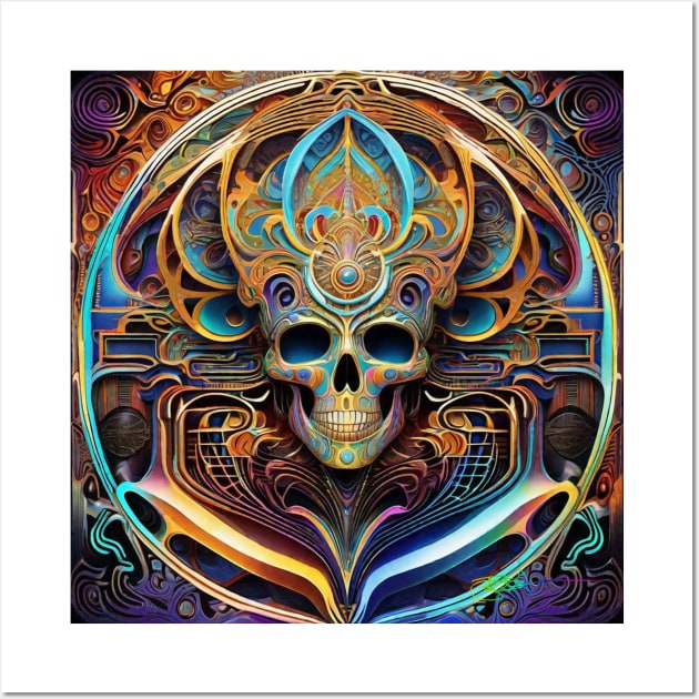 Cosmic Psychedelic Skull - Trippy Patterns 157 Wall Art by Benito Del Ray